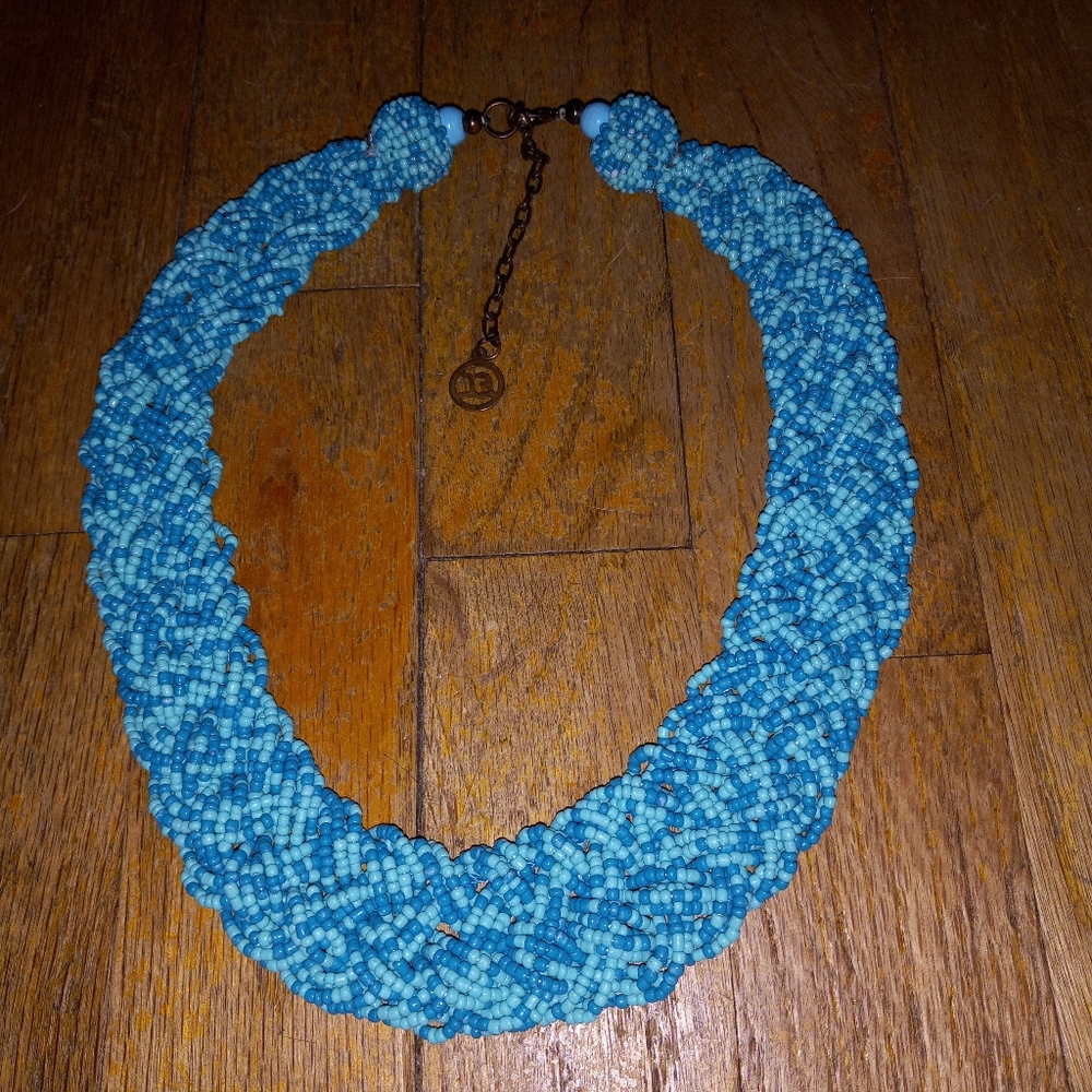 Vintage Basket Weave Glass Seedbead Collar Necklace